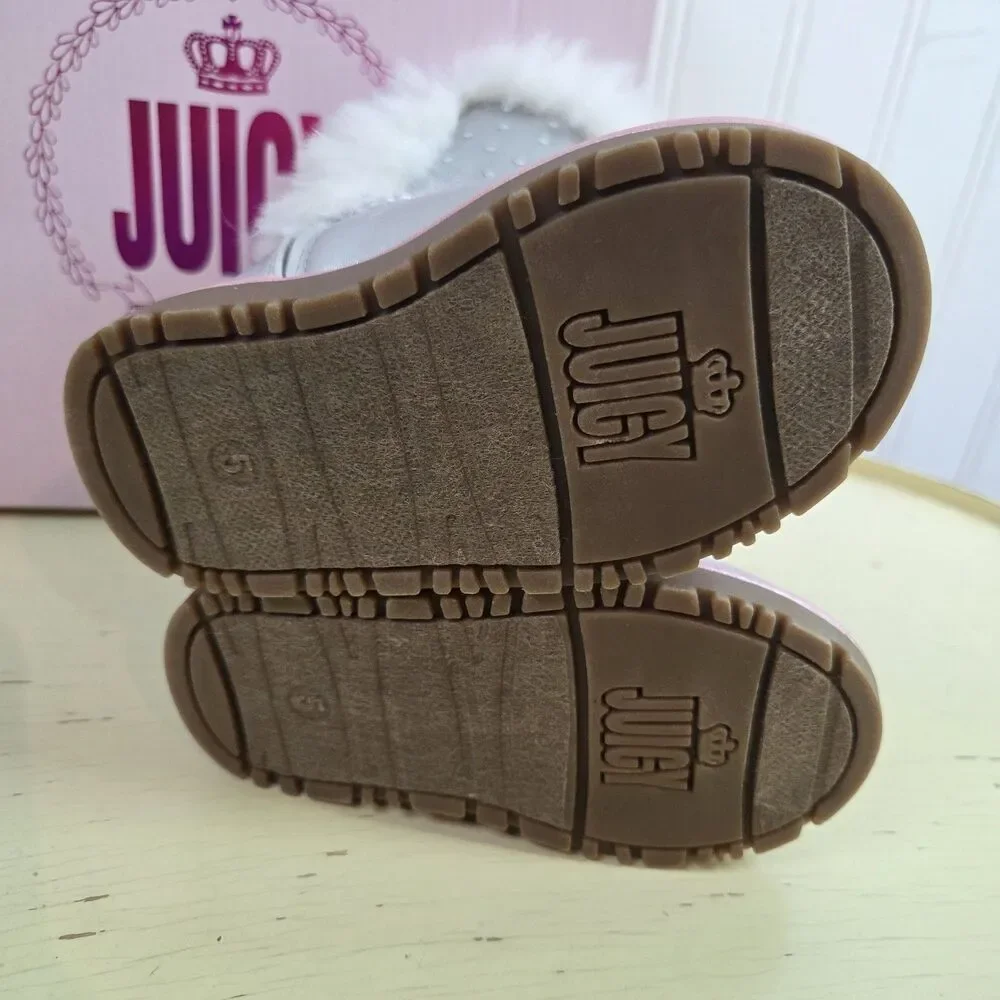 JUICY COUTURE JJK LIL PERRIS TODDLER SILVER EMBELLISHED BOOTS SIZE 5 NWT